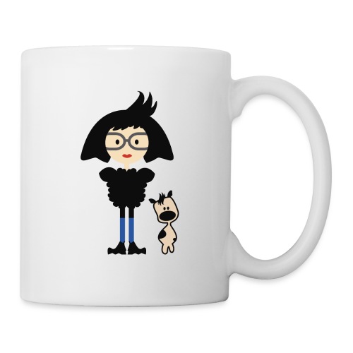 Big Hair Fashionista Girl and Her Cute Dog - Coffee/Tea Mug