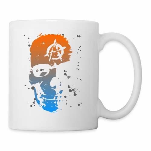 Anarchy Skull blue orange Grunge Splatter Dots - Coffee/Tea Mug