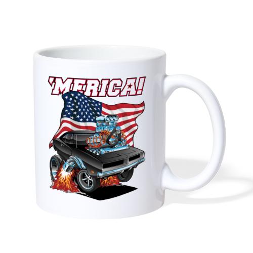 Merica Patriotic Classic Muscle Car with USA Flag - Coffee/Tea Mug