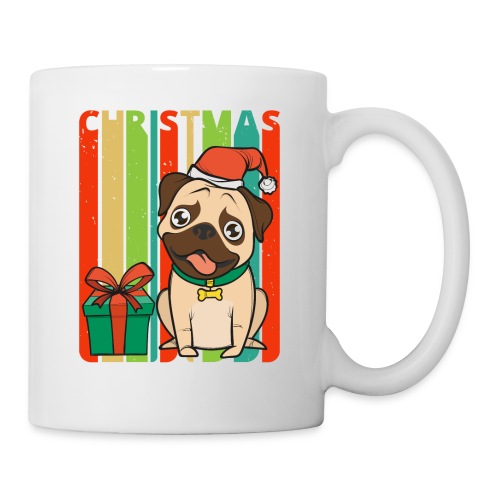 Vintage Retro Pug Puppy Christmas Present. Kids - Coffee/Tea Mug