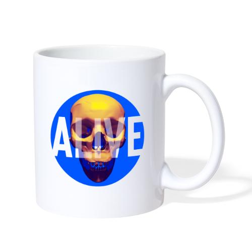 Yellow Skull on Blue - ALIVE - Coffee/Tea Mug