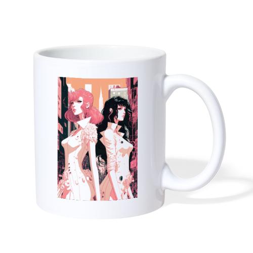 Pink and Black - Cyberpunk Illustrated Portrait - Coffee/Tea Mug