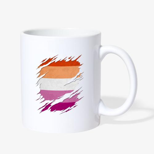 Lesbian Pride Flag Ripped Reveal - Coffee/Tea Mug