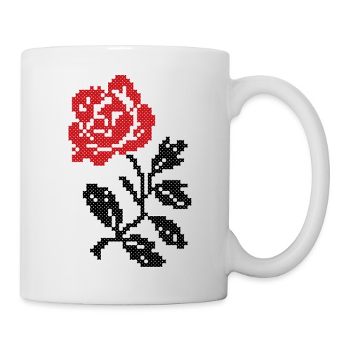 Original folklore Cross-stitch Red Rose flower - Coffee/Tea Mug