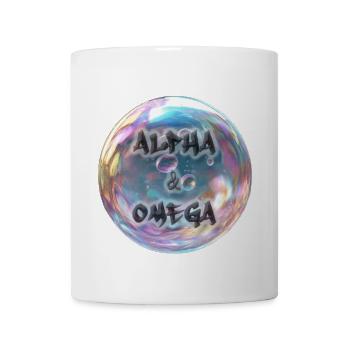 Alpha & Omega - Iridescent Bubble 3D Design - Coffee/Tea Mug - white - Front