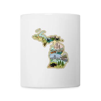 Great Lake State Of Michigan Illustrated Map - Coffee/Tea Mug - white - Front