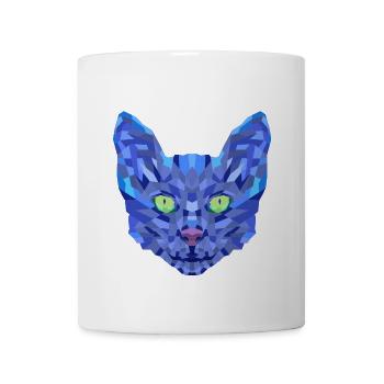 Blue cat face - Coffee/Tea Mug - white - Front