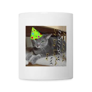 Birthday Party Russian Blue Cat - Coffee/Tea Mug - white - Front