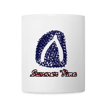 Blue Teardrop Summer Time sandal - Coffee/Tea Mug - white - Front