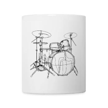 Drum Kit Sketch - Coffee/Tea Mug - white - Front