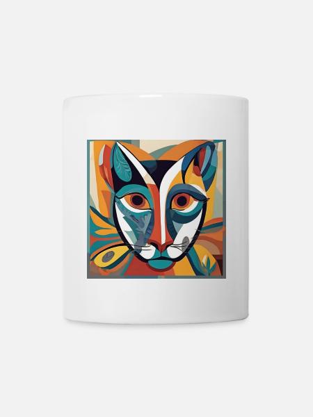 Vivid Abstract Lioness Portrait - Coffee/Tea Mug - white