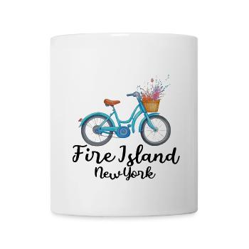 Fire Island bicycle barrier beach summer vacation - Coffee/Tea Mug - white - Front