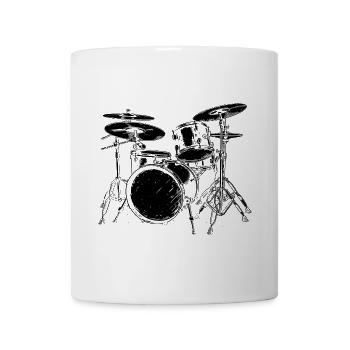 Drum Kit Drawing - Coffee/Tea Mug - white - Front