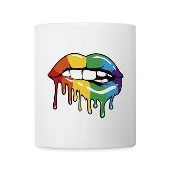 Rainbow Dripping Lips – Colorful Bold Art Design - Coffee/Tea Mug - white - Front