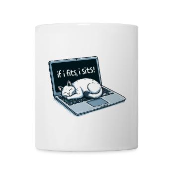 If I Fits I Sits Cat on Laptop - Coffee/Tea Mug - white - Front