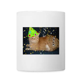 Birthday Party Orange Tabby Cat - Coffee/Tea Mug - white - Front