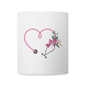 Floral Stethoscope - Coffee/Tea Mug - white - Front