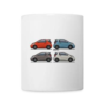 Four Toyota Scion iQ Micro Cars - Coffee/Tea Mug - white - Front