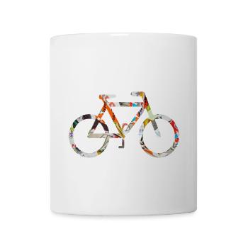 Bicycle unique mixed media collage art BIKE BIKING - Coffee/Tea Mug - white - Front