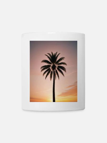 Palm Sunset Silhouette - Coffee/Tea Mug - white