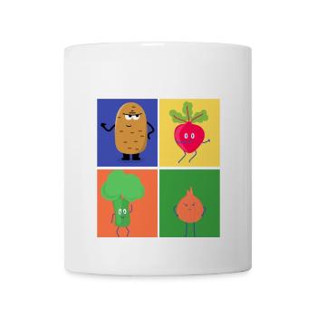 Four Fun Veggie Friends Grid - Coffee/Tea Mug - white - Front