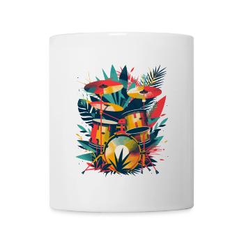 Drum Set Illustration - Coffee/Tea Mug - white - Front