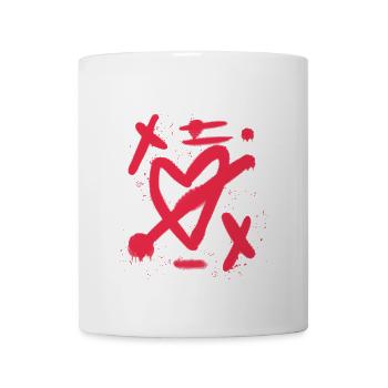 Broken Heart Graffiti – Distressed Spray Paint - Coffee/Tea Mug - white - Front