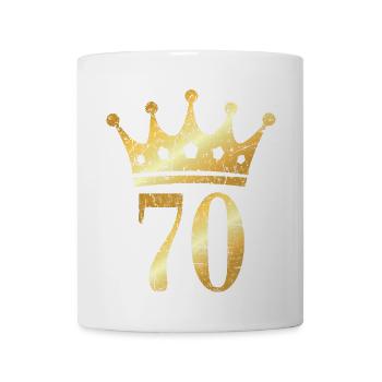 70th Birthday & Anniversary Crown (Golden-Yellow) - Coffee/Tea Mug - white - Front