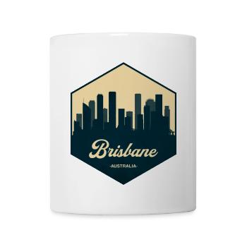Brisbane Skyline Retro Badge - Coffee/Tea Mug - white - Front