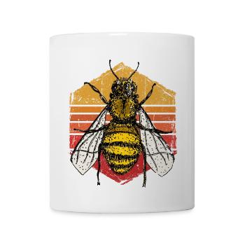 Bees and Sunset Stripes Vintage Logo - Coffee/Tea Mug - white - Front