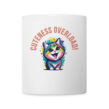 CUTENESS OVERLOAD, CUTE KITTEN, BRIGHT COLOURS - Coffee/Tea Mug - white - Front