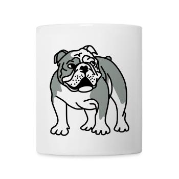 Bulldog Bold Line Art Silhouette - Coffee/Tea Mug - white - Front