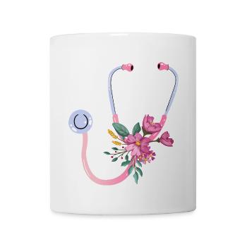 Floral Stethoscope - Coffee/Tea Mug - white - Front