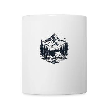camping campfire and mountain - Coffee/Tea Mug - white - Front
