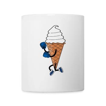 Funny Boxing Sports Ice Cream Cone Cartoon - Coffee/Tea Mug - white - Front