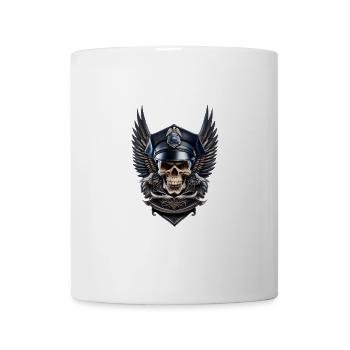 Skull with Police Cap and Wing - Coffee/Tea Mug - white - Front