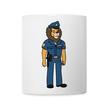 lion policeman - Coffee/Tea Mug - white - Front