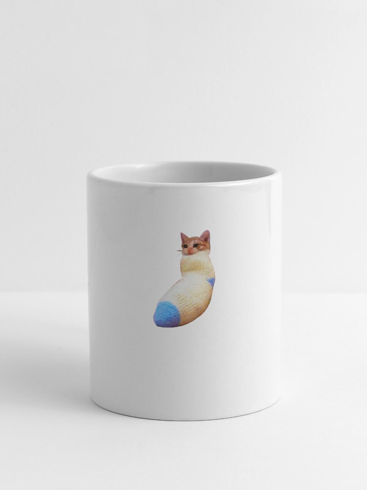 sadcat sock meme funny - Coffee/Tea Mug - white - Front