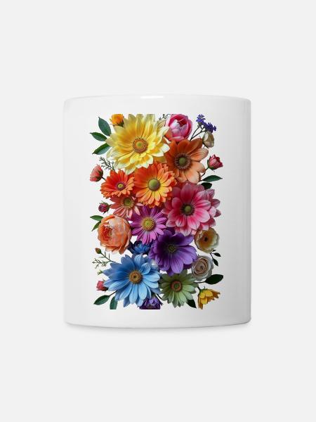 Vibrant Floral Burst Bouquet - Coffee/Tea Mug - white