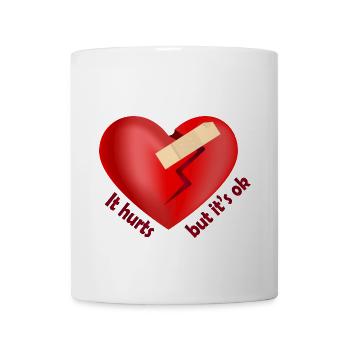 Broken heart healed with patch motivational quote - Coffee/Tea Mug - white - Front