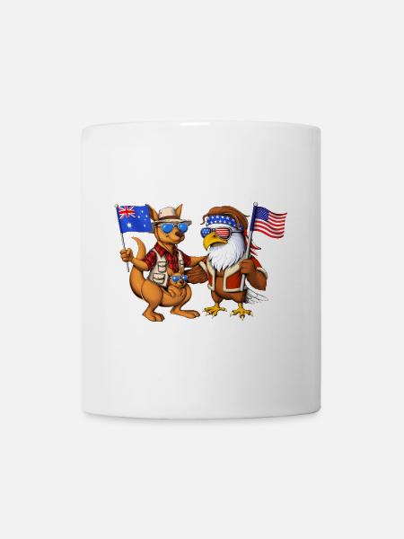 Australian Kangaroo American Bald Eagle - Coffee/Tea Mug - white