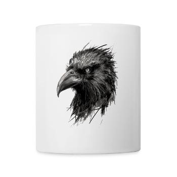 raven drawing abstract illustration raven art - Coffee/Tea Mug - white - Front