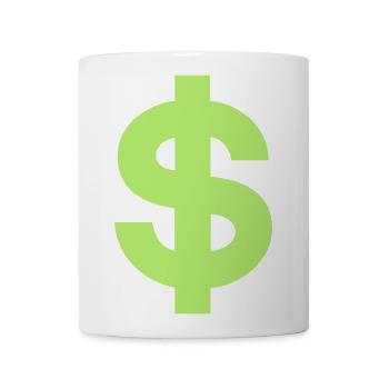 US Dollar Sign - Coffee/Tea Mug - white - Front