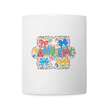 Autism Awareness Coquette Bow Puzzle Pieces - Coffee/Tea Mug - white - Front