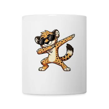 Funny Dabbing Cheetah with Sunglasses Cool Animal - Coffee/Tea Mug - white - Front