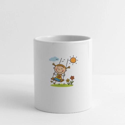 Happy Girl on Swing Cartoon T-Shirt - Coffee/Tea Mug