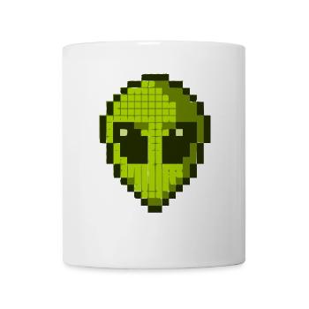 Green Alien Face - Coffee/Tea Mug - white - Front