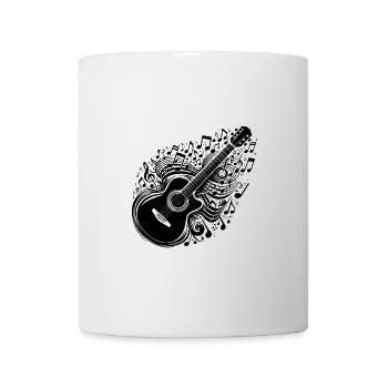 Guitar With Flying Music Sheet Music - Coffee/Tea Mug - white - Front