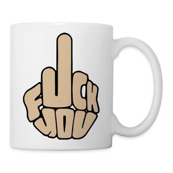 Fuck You Middle Finger - Coffee/Tea Mug - white - Right