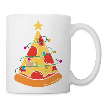 Xmas Christmas Pizza Fir Tree Lights - Coffee/Tea Mug - white - Right